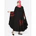 Designer Kaftan abaya with embroidery work-Black and Red